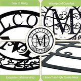 Metal Monogrammed Initial Welcome Sign, Metal Letter Wall Art Decor, Name Sign for Home Porch Front Door Outdoor (M)