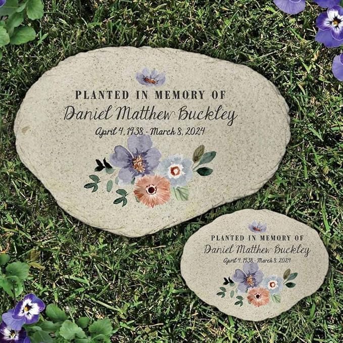 GiftsForYouNow Personalized Planted in Memory Flat Garden Stone