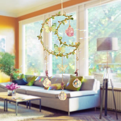 Suncatcher - Amethyst Moon Crystal Sun Catcher Window Hanging, Good Luck Charms Gifts for Women Chrismas Thanksgiving Birthday Crystal