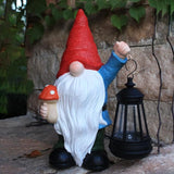 Garden Gnomes Statue with Solar Outdoor Lights, Resin Outdoor Solar Gnome Decorations for Yard Garden, Patio Gnome Gifts for Mom (Art Deco)