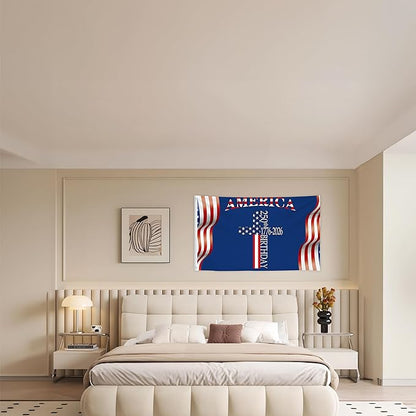 250 Anniversary USA Flag 3x5 Ft 2 Sided 3 Layers 250th Anniversary Flag We The People 1776-2026 250 Years Birthday Patriotic Decor for Outdoor Front Door Porch Wall (F)