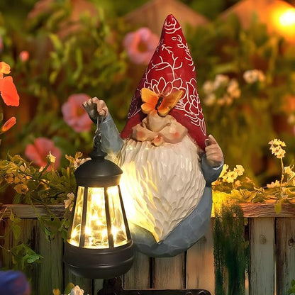 HONGLAND Gnomes Figurines Fence Hugger Solar Fence Lights Outdoor Hanging Decor Porch Tree Decorations Yard Ornaments Funny Gifts for Mom Women