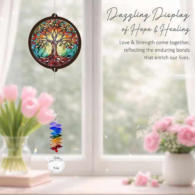 Memorial Suncatcher - Tree of Life Ornament - Sympathy Gift for Loss of Loved One - Condolence Bereavement Gifts - Remembrance Funeral Keepsake - Mother's Day for Mom Dad
