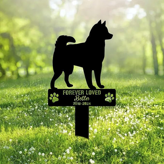 Custom Siberian Husky Dog Metal Memorial Garden Stake Personalized Pet Grave Marker Name Sign Remembrance Stake Decor Sympathy Dog Loss,Outdoor Statues for Yard Garden Lawn Patio Pathway Grave.