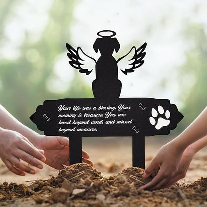 Dog Cemetery Decorations for Grave Metal Grave Garden Decorations Waterproof Memorial Dog Angel Wings Stakes