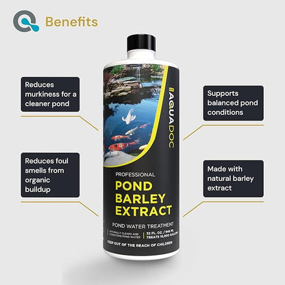 AquaDoc Pond Barley Extract - 32oz - Liquid Barley Extract for Ponds with Fish - for up to 16,000 Gallons - Made in USA