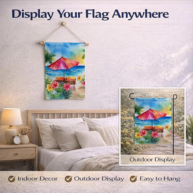 Caroline's Treasures Hawaii Hawaiian Hibiscus in Watercolor Garden Flag Mailbox Flag Decorative Yard Flag Banner Outside Patio Artwork Yard Flower Beds, Garden Size, Multicolor