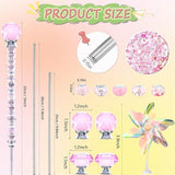 101 PCS Beaded Garden Stakes Kit, DIY Fairy Wand Garden Stake Beads Kits with Pink Large Hole Beads 4 Crystal Stopper Top Threaded Rods and 2 Colored Small Windmills for Outdoor Indoor Decor