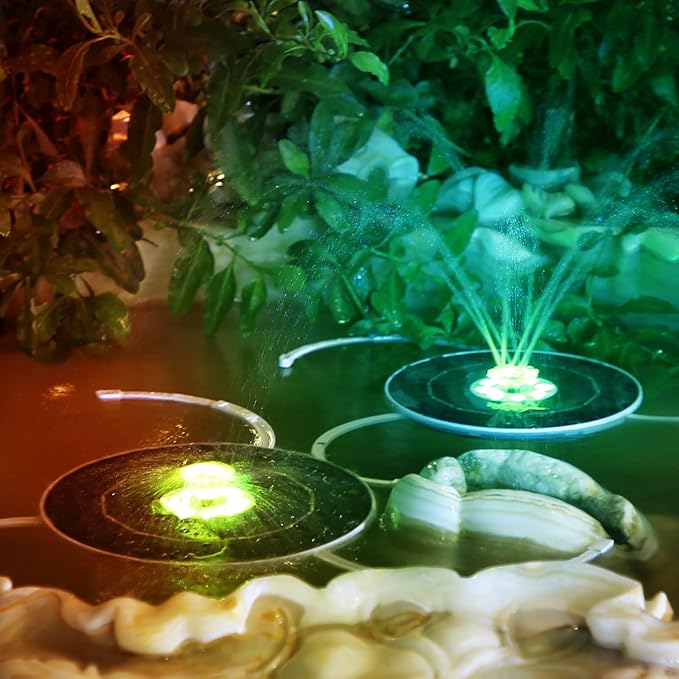AISITIN 3.5W Solar Fountain with Remote Control, LED Colorful Lights & 3000mAh Battery, Solar Fountain Pump with Bracket and 8 Nozzles, Solar Water Fountain for Bird Bath, Garden, Pond and Outdoor