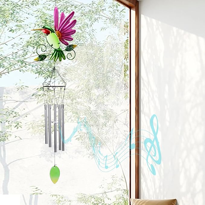 MUMTOP Hummingbird Wind Chimes for Outside, Metal Deep Tone Memorial Sympathy Wind Chime Windchimes for Patio, Outdoor,Garden,Yard,Window,Home Decor or Gifts for Women