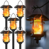 Dynaming 6 Pack Solar Flame Torch Lights Outdoor, Halloween Dual Use Flickering Flame Garden Light, Christmas Hanging Lanterns, Auto On/Off & Waterproof Lighting for Lawn Patio Yard Walkway Driveway