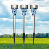 6-Pack Solar Mosaic Border Lawn Garden Lights, LED Mosaic Stake Lights Pathway Landscape Lighting for Patio Walkway Driveway Outdoor Christmas Garden Home Decoration (Blue)