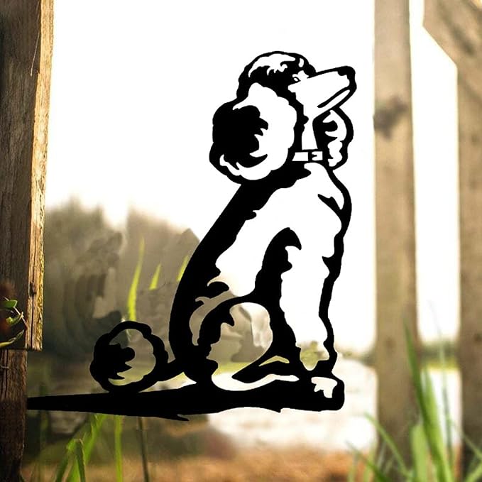Metal Garden Dog Statue Ornament Gift Metal Art Dog Silhouette Decoration Steel Dogs Statue Decorative Garden Stakes for Yard, Lawn, Patio, Pathway (Poodle)