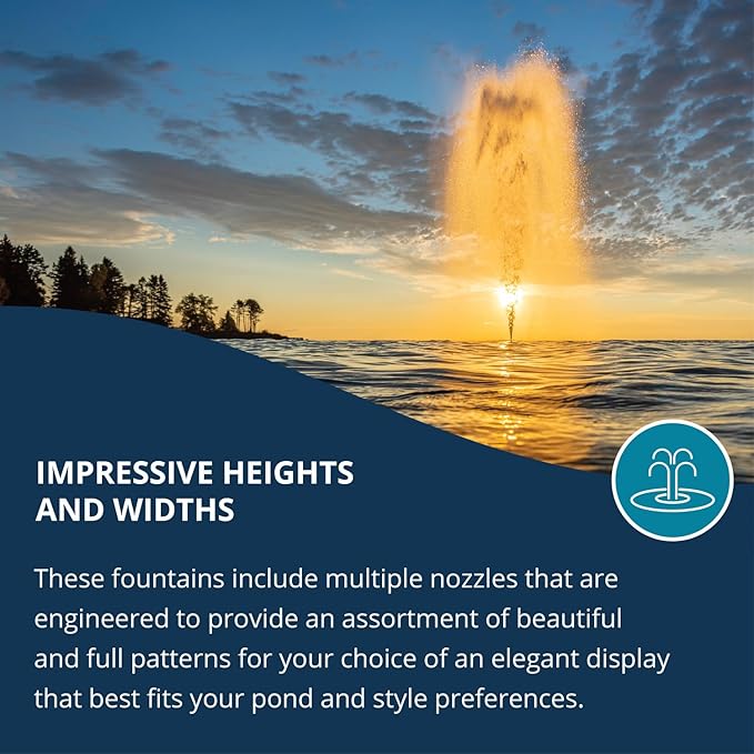 Kasco 1 HP J Series Decorative Fountain - 120V with 200 Ft Electric Power Cord | Pond and Lake Fountain | Efficient Pond Aerator Outdoor Fountain