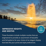 Kasco 1 HP J Series Decorative Fountain - 120V with 200 Ft Electric Power Cord | Pond and Lake Fountain | Efficient Pond Aerator Outdoor Fountain