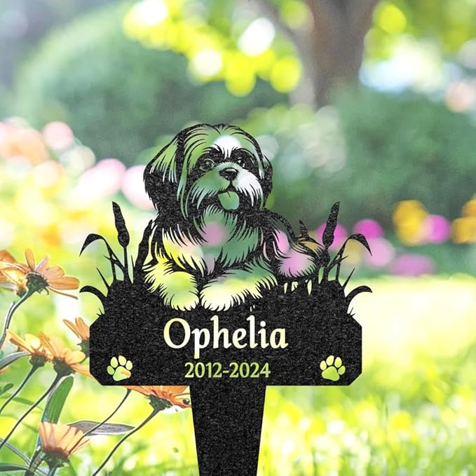 Custom Shih Tzu Memorial Burial Stake,Metal Garden Sign With Dog Name,Pet Loss Gift,Memorial Garden Decor,Outdoor Yard Stake,Sympathy Sign,Yard Decor,Pet Grave Marker,Shih Tzu Lover Gift.