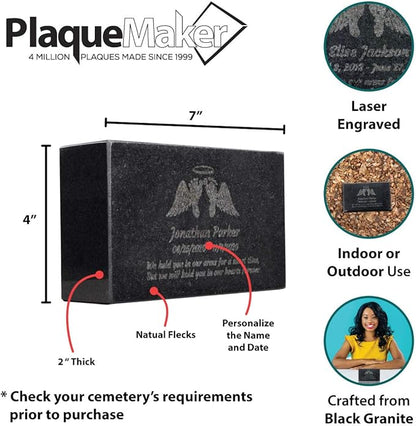 Black Granite Memorial Headstone Or Garden Memorial for Lost Infant or Child - Include You Personalized Text. Can be Used as a Sympathy Gift, Garden Stone or Grave Maker (7 x 4 x 2)