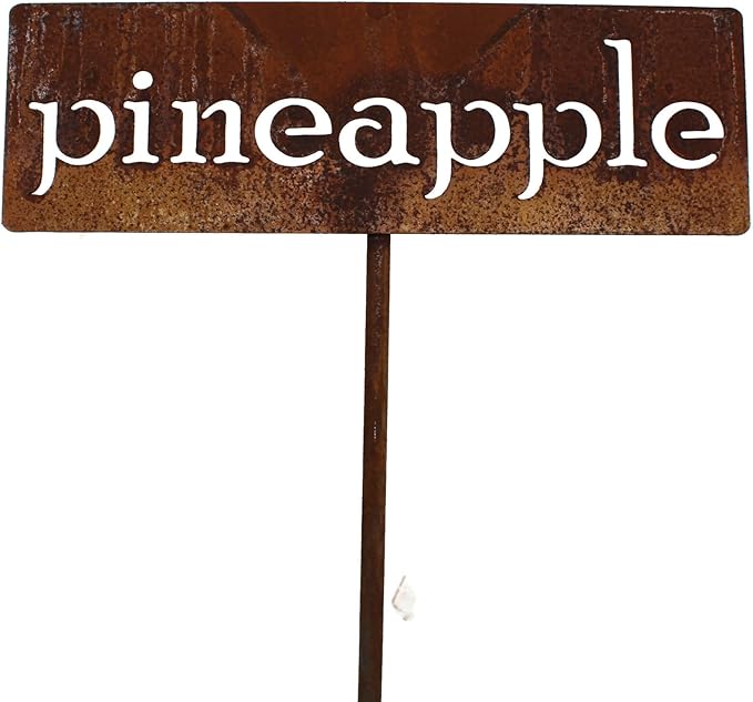 Classic Metal Garden Markers 19 Inches Tall (pineapple, Naturally Rusted)