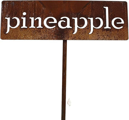 Classic Metal Garden Markers 19 Inches Tall (pineapple, Naturally Rusted)