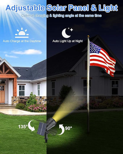 Solar Powered Spotlights Outdoor Waterproof Sunset Spot LED Lights Ultra Bright for Tree, Flag, Lawn, Statue, Pool, Garden, House, Wall, Yard, Path Outdoor Landscape Uplighting 6 Pack Warm White