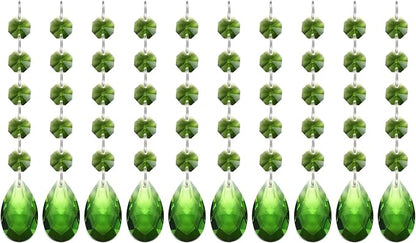 PATIKIL Teardrop Crystal Chandelier Pendants Beads, 10 Pack 145mm Length 38mm Chandelier Prisms Parts Ornaments Hanging Beads for DIY Arts Crafts Decoration, Green