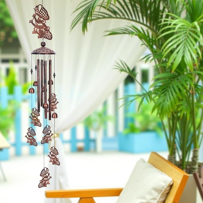 Frog Gift Wind Chimes for Outside, Outdoors Metal Windchimes with S Hook for Birthday Home Patio Porch Backyard Yard Garden Decoration, Sympathy Memorial Frog Gifts for Women Men Mom Grandma