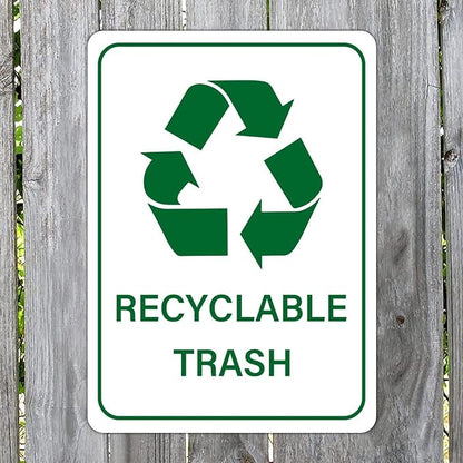 Recyclable Trash Street Metal Signs Vintage No Rust Safety Man Cave Warning Aluminum Metal Tin Sign for Garden Patio Yard Cafe Pub Home Decor Wall Art Print Poster 12x16 Inch