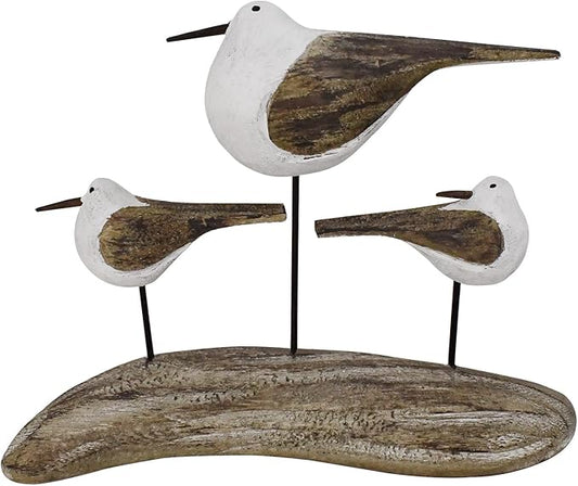 Morning View Wooden Sea Birds Decor Wood Seagull Statue Bird Figurines Seabird Statue Standing Seagulls Decorations Coastal Sculpture Nautical Beach Ocean Home Table Garden Yard Lawn Outdoor 5 Inch