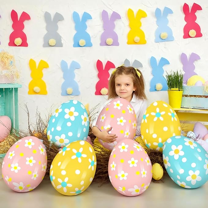 Leyndo 12 Pack 18 Inch Easters Inflatable Eggs Easter Large Blow up Inflatable Jumbo Plastic Eggs Outdoor Decor Colorful Ornaments for Yard Garden Lawn Spring Party Supplies