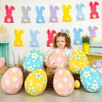 Leyndo 12 Pack 18 Inch Easters Inflatable Eggs Easter Large Blow up Inflatable Jumbo Plastic Eggs Outdoor Decor Colorful Ornaments for Yard Garden Lawn Spring Party Supplies