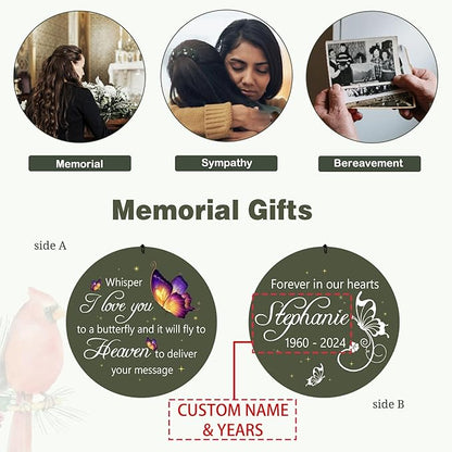 ASTARIN Memorial Butterfly 36" Wind Chimes, Personalized Name Sympathy Wind Chime, in Memory of Loss Mom Loved One, Large Deep Tone Bereavement Windchimes for Clearance(Produced in USA)