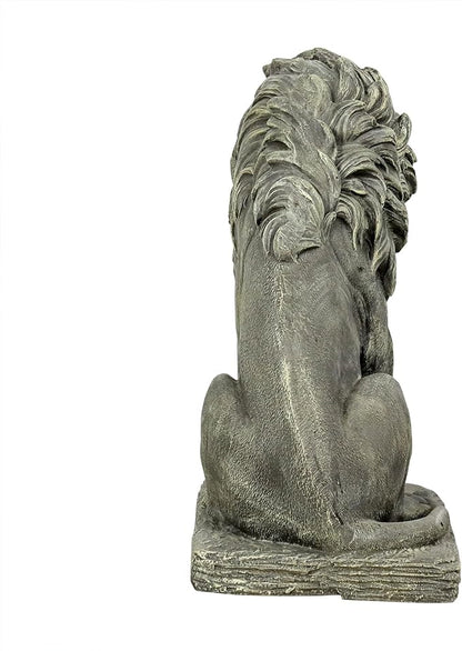Lion Statue for Garden - Outdoor Sculpture Decoration - 22.8" H Concrete Seated Lion Statue for Home Décor Patio Yard