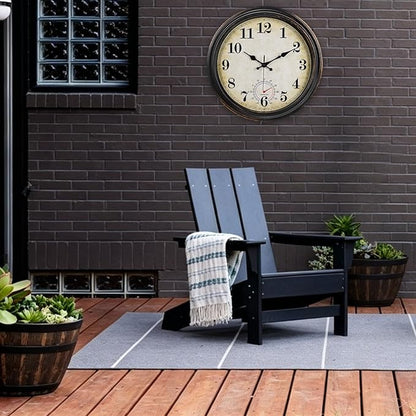 Large Outdoor Clocks Waterproof with Thermometer Combo Vintage Wall Clock Decor for Bathroom Patio Pool Garden(16 Inch)