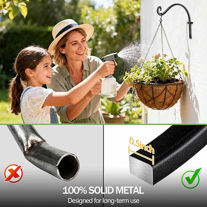Lifyzoon Hanging Plant Brackets Outdoor: 50lbs Weight Capacity - Hanging Bird Feeder Hangers, 12-Inch Black Metal Outdoor Wall Hooks for Heavy Plants - 4 Pack, Birdhouse, Wind Chimes