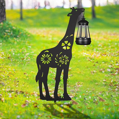 2Pack Solar Outdoor Garden Lights Stakes Solar Metal Flower Giraffe Lawn Deco Statue Patio, Outdoor Decor, Garden Decorations, Lawn Ornaments