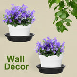 6 Inch Wall Mount Plant Holder with Saucer Trays, 6 Pack Heavy Duty Metal Flower Pot Holder Ring Plant Hanger for Wall Indoor, Ring Planter Bracket for Outside Outdoor Bird Feeder Bath