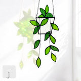 Plant Stained Glass,Stained Glass Window Hanging,Real Handmade Suncatcher,Artificial Green Plants Decor for Women Mom Grandma Plant Lovers,Sun Catcher for Home Windows