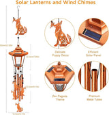 Dog Solar Wind Chimes for Outside, Birthday Gifts for Mom Women Grandma Mother's Day Memorial, 34-Inch Windchimes with Wind Spinner, Outdoor Hanging Solar Lights Waterproof Garden Decor Patio Yard