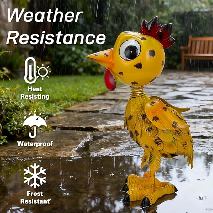 Metal Rooster Garden Statue Outdoor Chicken Decor Yard Art Decoration,Garden Sculptures for Backyard Patio Lawn Ornaments