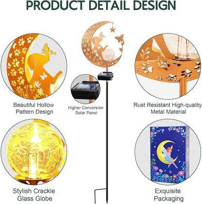 ZNYCYE Solar Lights Outdoor Decorative Moon Dog Butterfly Solar Stake Lights Birthday Mothers Day Gifts for Mom Women Grandma, Garden Decor Waterproof for Walkway, Yard, Lawn, Patio (Warm White)