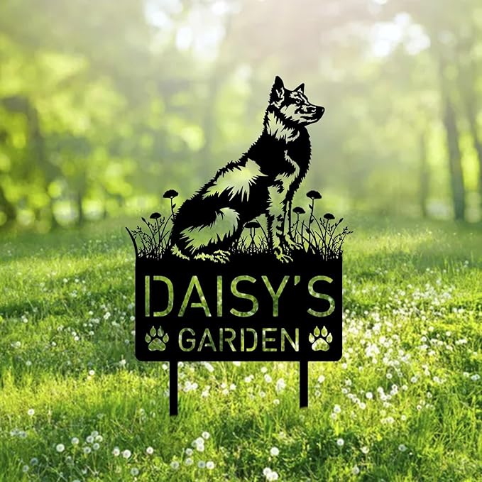 Custom Mudi Dog Metal Memorial Garden Stake Personalized Pet Grave Marker Name Sign Remembrance Stake Decor Sympathy Dog Loss,Outdoor Statues for Yard Garden Lawn Patio Pathway Grave Ornament Gift.