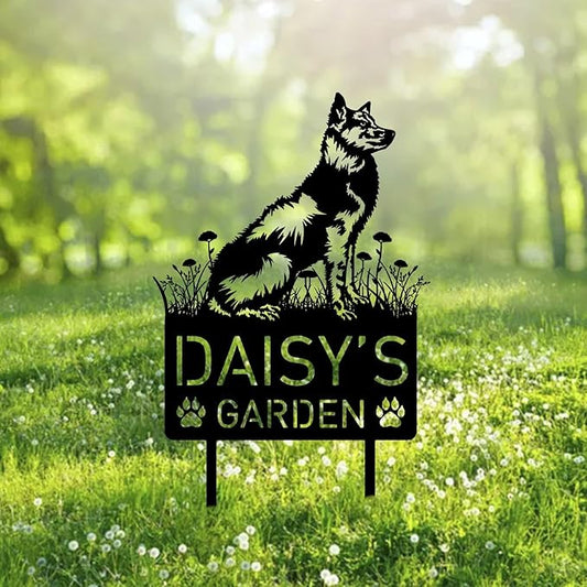 Custom Mudi Dog Metal Memorial Garden Stake Personalized Pet Grave Marker Name Sign Remembrance Stake Decor Sympathy Dog Loss,Outdoor Statues for Yard Garden Lawn Patio Pathway Grave Ornament Gift.