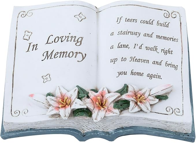 MyGift 6 Inch Memorial Garden Stone, Vintage Book Design Bereavement Gift for Loss of Loved One, Decorative Remembrance Plaque for Outdoor Garden & Cemetery Graveside Ornament