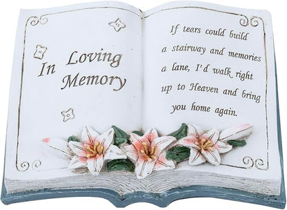 MyGift 6 Inch Memorial Garden Stone, Vintage Book Design Bereavement Gift for Loss of Loved One, Decorative Remembrance Plaque for Outdoor Garden & Cemetery Graveside Ornament