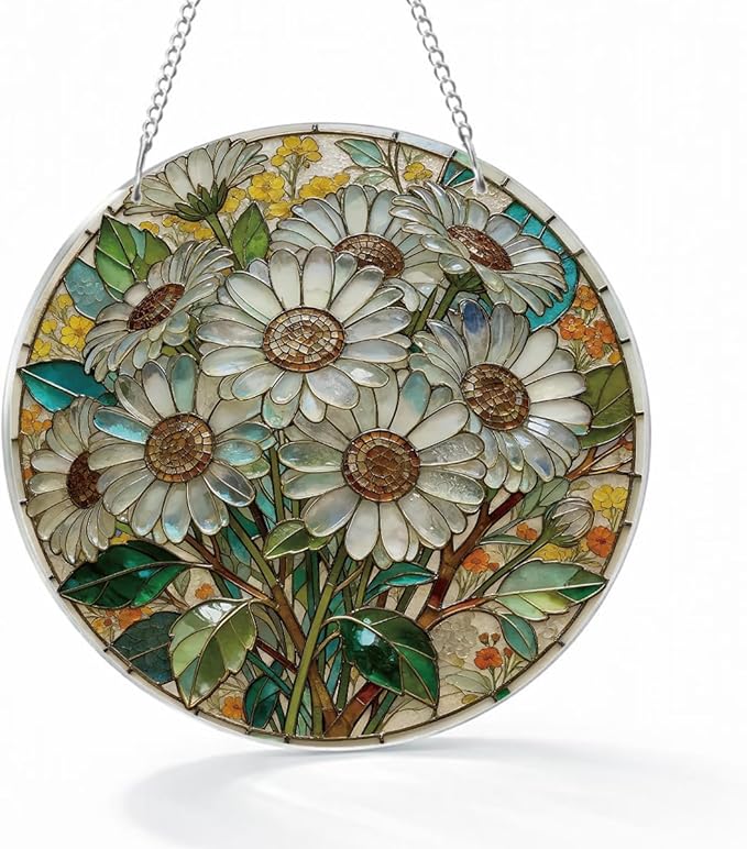 Window Hanging Flower Suncatcher Ornament, Home Garden Decor, Indoor Window Wall Art, Flower Decor Gifts for Women Mom Teacher, Wedding Birthday Christmas Celebration Gifts