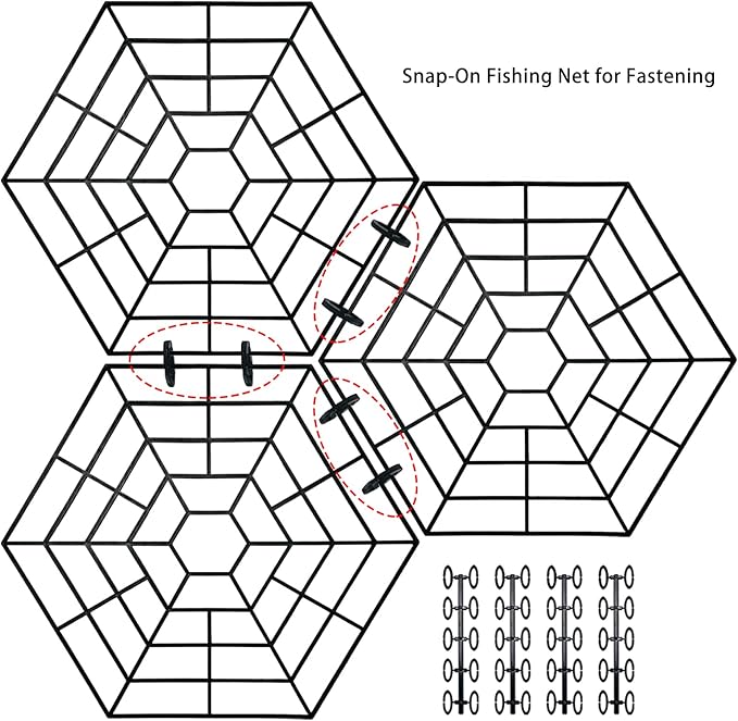 Pond Netting Floating Guard, Fish Protector, Floating Net for Pond, 30 Nets with 90 Connectors & 120 Zip Ties