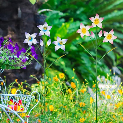 Set of 2 Spring Garden Decor,Metal Flowers Decorative Garden Stakes,Waterproof Garden Decor for Outside,Lawn,Patio,Yard