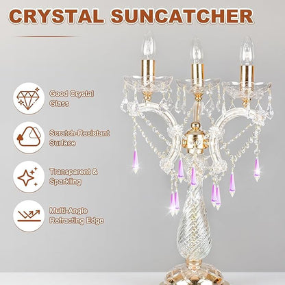 M METERXITY 10-Pack Crystal Icicle Prisms, 53mm/2.09 Inch Chandelier Pendant Maker Hanging Crystals Chandelier Prisms for Home/Windows/Garden/DIY Decoration[Silver]