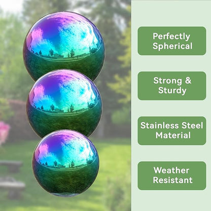 Lily's Home Gazing Globe Mirror Ball in Rainbow Stainless Steel - 12 Inch