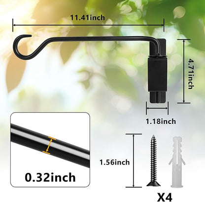 Aidoclip 2PCS Wall Mounted Plant Hanger, Indoor/Outdoor Decorative Hook for Hanging Plants, Windchime, Baskets – Rustic Iron Plant Holder, Ideal Wall Décor, Ceiling Hooks for Indoor Garden- (12in)